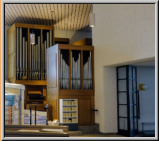 Orgel 1979, teilweise in einer Nische stehend, vor Abbau 2018 und Versetzung nach Katovice, Polen.