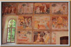 Ausschnitt aus den während der Reformation übertünchten und 1932 wieder freigelegten Wandmalereien, welche eine Art "Bilder-Bibel" darstellen.