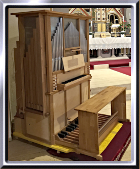 Davos-Platz GR, Kath. Marienkirche, Orgel Walter Bär 2016, Leihgabe von Walter Bär an die Kath. Kirchgemeinde Davos.