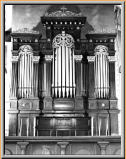 Prospekt 1885, nach Versetzung in die Kath. Kirche Sissach.